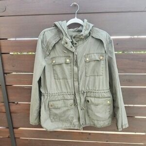Michael Kors Olive Green Utility Jacket‎ with Hood - Size M